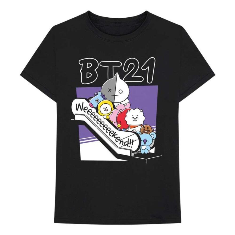 BT21 Unisex Adult Weekend Cotton T-Shirt / Black